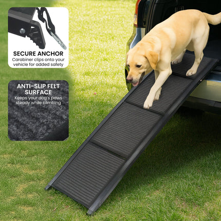 Furtastic Dog Ramp For Cars Pet Ramp For Puppy Medium Dogs Old Dogs & Cats Non-slip Felt Surface Aluminium Frame Folding Portable Safety Pet Stairs.