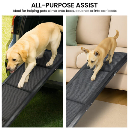 Furtastic Dog Ramp For Cars Pet Ramp For Puppy Medium Dogs Old Dogs & Cats Non-slip Felt Surface Aluminium Frame Folding Portable Safety Pet Stairs.