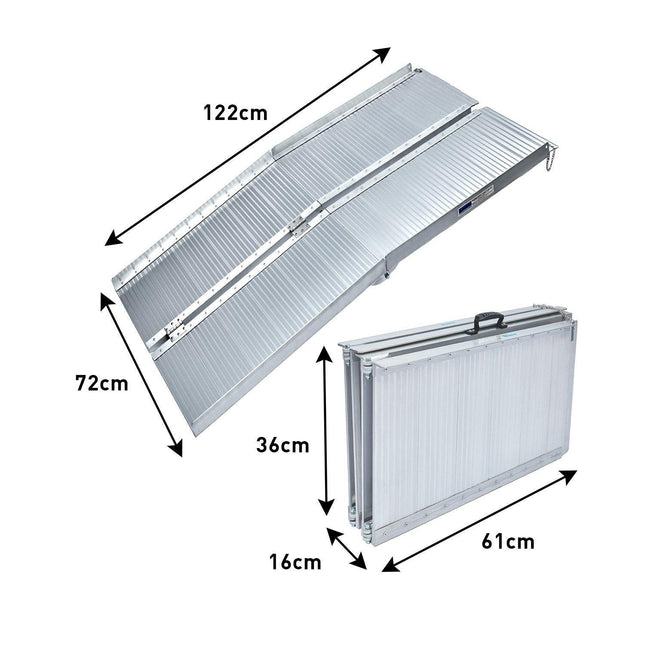 Kartrite 4ft Aluminium Foldable Wheelchair Ramp Non-Slip R02 Silver.
