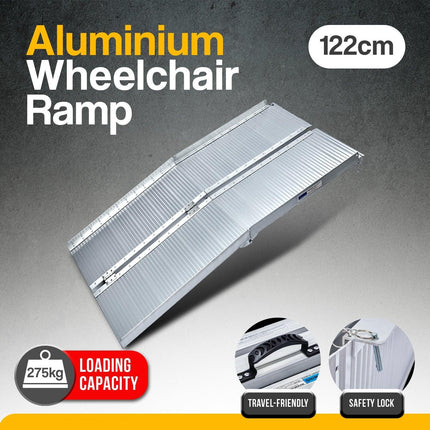 Kartrite 4ft Aluminium Foldable Wheelchair Ramp Non-Slip R02 Silver.