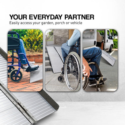 Kartrite 4ft Aluminium Foldable Wheelchair Ramp Non-Slip R02 Silver.