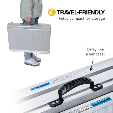 Kartrite 4ft Aluminium Foldable Wheelchair Ramp Non-Slip R02 Silver.