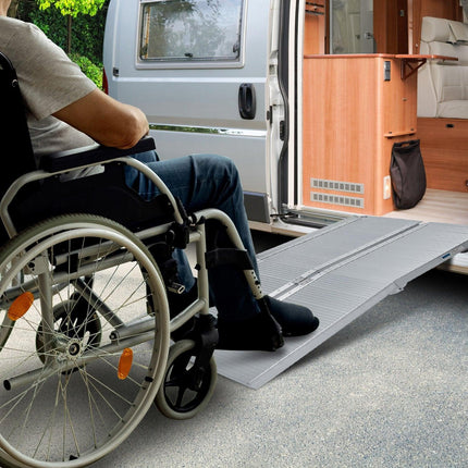 Kartrite 4ft Aluminium Foldable Wheelchair Ramp Non-Slip R02 Silver.