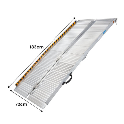 Kartrite 6ft Aluminium Foldable Wheelchair Ramp Non-Slip R02 Silver.