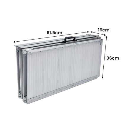Kartrite 6ft Aluminium Foldable Wheelchair Ramp Non-Slip R02 Silver.