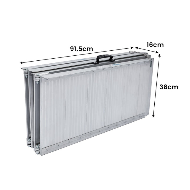 Kartrite 6ft Aluminium Foldable Wheelchair Ramp Non-Slip R02 Silver.