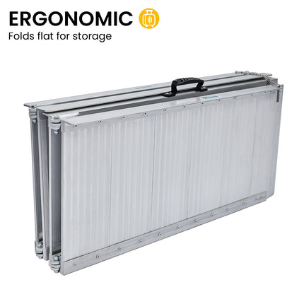 Kartrite 6ft Aluminium Foldable Wheelchair Ramp Non-Slip R02 Silver.