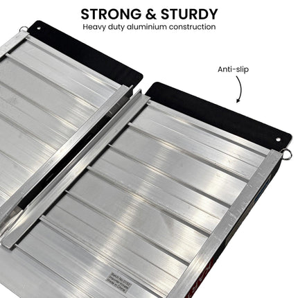Kartrite Aluminium Wheelchair Ramp 2FT Mobility Ramp with High Grip Surface Safety Side Rails Locking Pin & Carry Handle.