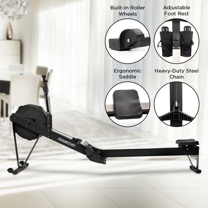 Powertrain Air Rowing Machine Resistance Rower for Home Gym Cardio.