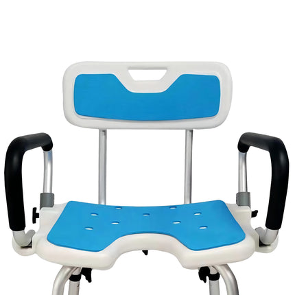 Orthonica Height Adjustable Aluminium Shower Chair With Adjustable Armrests.