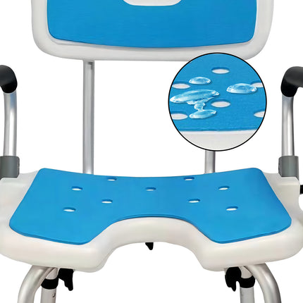 Orthonica Height Adjustable Aluminium Shower Chair With Adjustable Armrests.