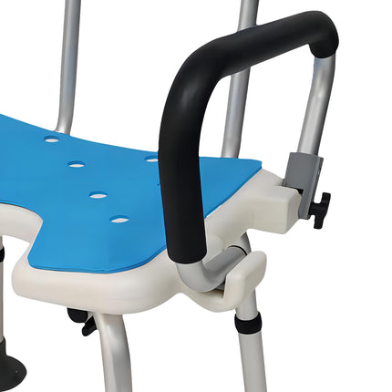 Orthonica Height Adjustable Aluminium Shower Chair With Adjustable Armrests.