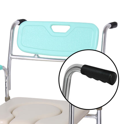 Orthonica Commode Chair With Castors Aluminium Frame Footrest Soft Push Handles.