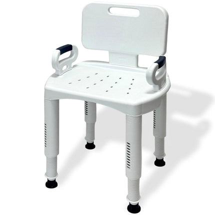 Orthonica Premium Adjustable Shower Chair with Armrests 158kg Capacity.