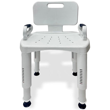 Orthonica Premium Adjustable Shower Chair with Armrests 158kg Capacity.