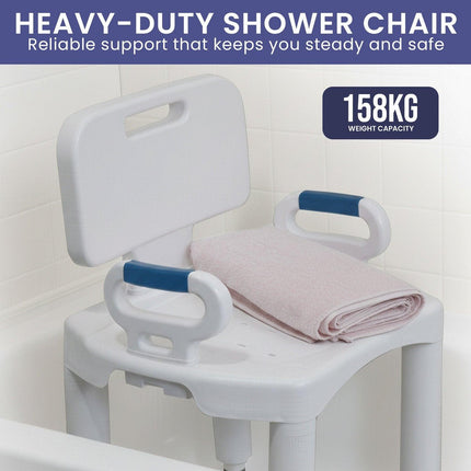 Orthonica Premium Adjustable Shower Chair with Armrests 158kg Capacity.