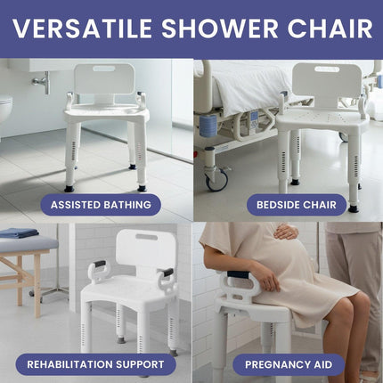 Orthonica Premium Adjustable Shower Chair with Armrests 158kg Capacity.
