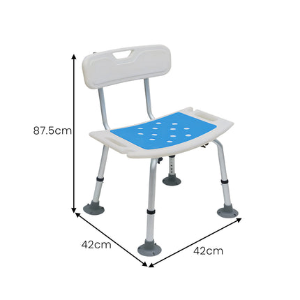 Orthonica Height Adjustable Aluminium Shower Chair With Shower Head Holder.