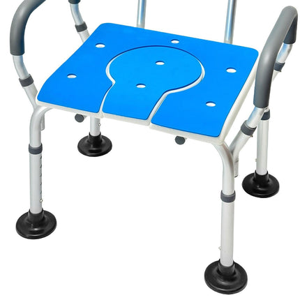 Orthonica Height-Adjustable Aluminium Commode Shower Chair with Armrests Backrest Armrests Soft Stool Seat Aid.