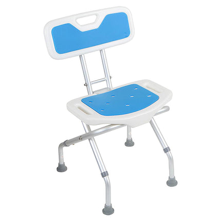 Orthonica Compact & Foldable Commode Shower Chair w/Height Adjustable Aluminium Frame Non Slip Feet HDPE Seat & Backrest.