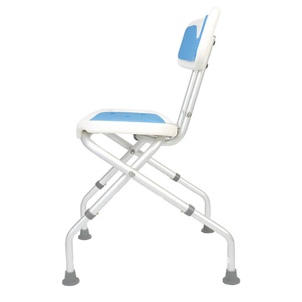Orthonica Compact & Foldable Commode Shower Chair w/Height Adjustable Aluminium Frame Non Slip Feet HDPE Seat & Backrest.