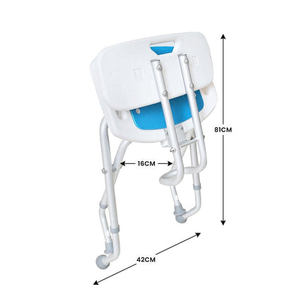 Orthonica Compact & Foldable Commode Shower Chair w/Height Adjustable Aluminium Frame Non Slip Feet HDPE Seat & Backrest.