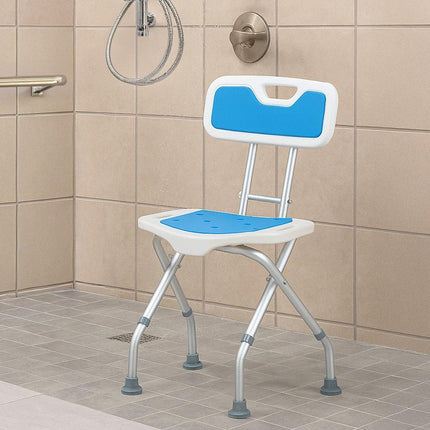 Orthonica Compact & Foldable Commode Shower Chair w/Height Adjustable Aluminium Frame Non Slip Feet HDPE Seat & Backrest.
