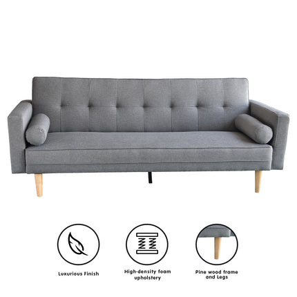 Sarantino Madison Sofa Bed Lounge Couch Futon Furniture Home Light Grey Linen Suite.