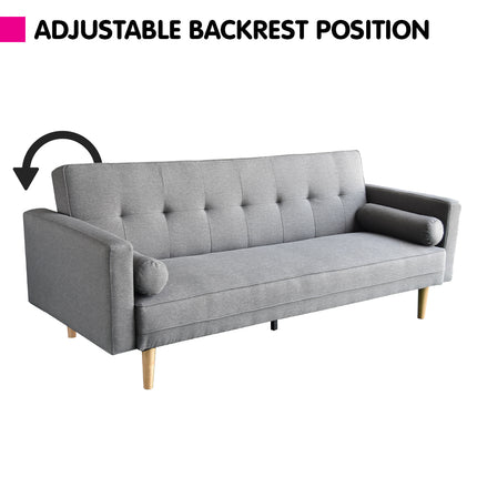 Sarantino Madison Sofa Bed Lounge Couch Futon Furniture Home Light Grey Linen Suite.