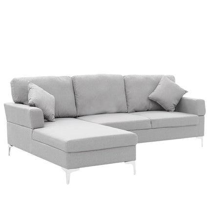 Sarantino Linen Corner Sofa Couch Lounge L-shape W/right Chaise Seat Light Grey.