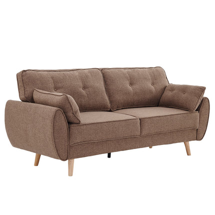 Sarantino 3 Seater Modular Linen Fabric Sofa Bed Couch Futon Suite - Brown.
