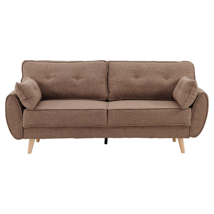 Sarantino 3 Seater Modular Linen Fabric Sofa Bed Couch Futon Suite - Brown.