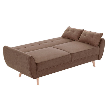 Sarantino 3 Seater Modular Linen Fabric Sofa Bed Couch Futon Suite - Brown.