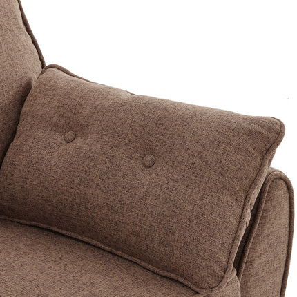 Sarantino 3 Seater Modular Linen Fabric Sofa Bed Couch Futon Suite - Brown.