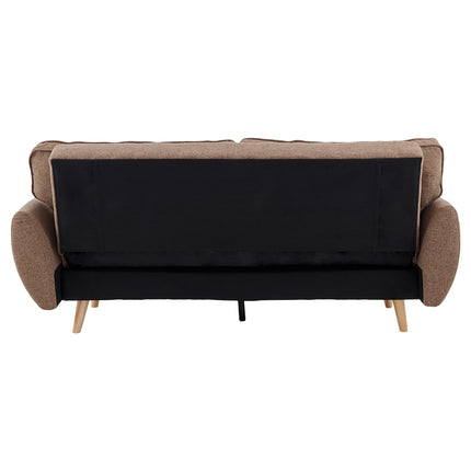 Sarantino 3 Seater Modular Linen Fabric Sofa Bed Couch Futon Suite - Brown.