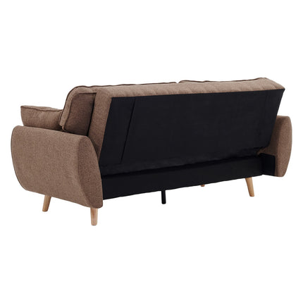 Sarantino 3 Seater Modular Linen Fabric Sofa Bed Couch Futon Suite - Brown.