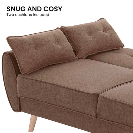 Sarantino 3 Seater Modular Linen Fabric Sofa Bed Couch Futon Suite - Brown.