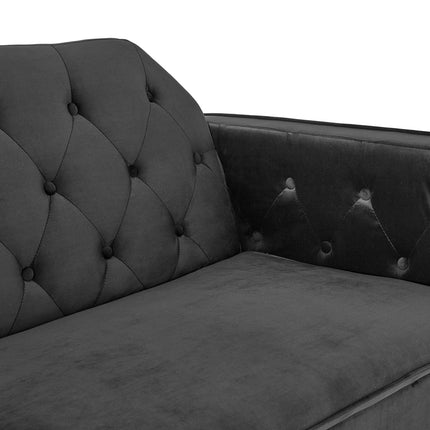 Sarantino Faux Velvet Tufted Sofa Bed Couch Futon - Black.