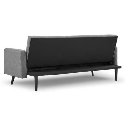 Sarantino Tufted Faux Linen 3-Seater Sofa Bed with Armrests - Light Grey.