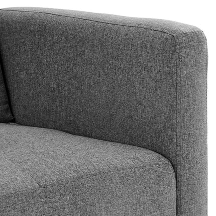 Sarantino Tufted Faux Linen 3-Seater Sofa Bed with Armrests - Light Grey.