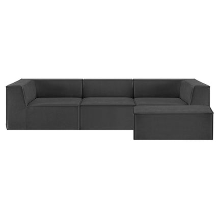 Sarantino Novi 3-Seater Modular Sofa with Ottoman in Black Non-Slip Bottom Lounge.
