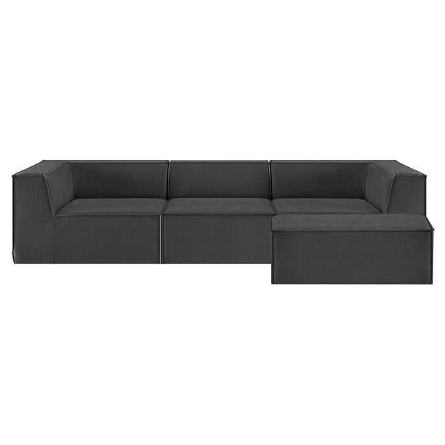 Sarantino Novi 3-Seater Modular Sofa with Ottoman in Black Non-Slip Bottom Lounge.