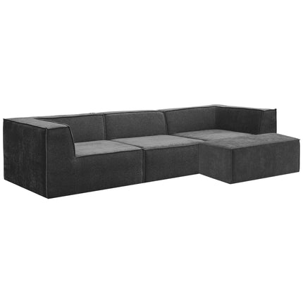 Sarantino Novi 3-Seater Modular Sofa with Ottoman in Black Non-Slip Bottom Lounge.