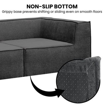 Sarantino Novi 3-Seater Modular Sofa with Ottoman in Black Non-Slip Bottom Lounge.