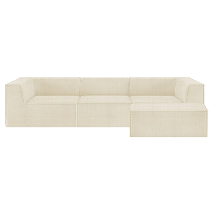 Sarantino Novi 3-Seater Modular Sofa with Ottoman in Cream Non-Slip Bottom Lounge.