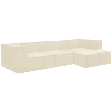 Sarantino Novi 3-Seater Modular Sofa with Ottoman in Cream Non-Slip Bottom Lounge.