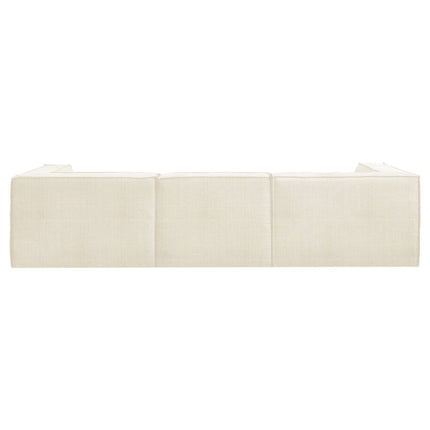 Sarantino Novi 3-Seater Modular Sofa with Ottoman in Cream Non-Slip Bottom Lounge.