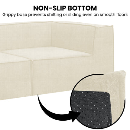 Sarantino Novi 3-Seater Modular Sofa with Ottoman in Cream Non-Slip Bottom Lounge.