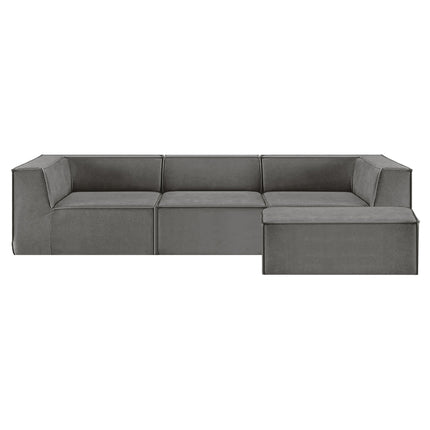 Sarantino Novi 3-Seater Modular Sofa with Ottoman in Grey Non-Slip Bottom Lounge.