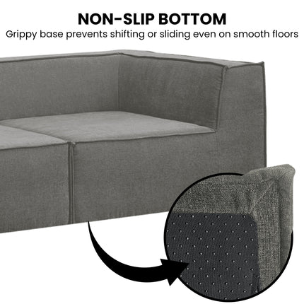 Sarantino Novi 3-Seater Modular Sofa with Ottoman in Grey Non-Slip Bottom Lounge.